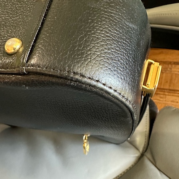 MCM Soft Grain Leather Hobo Shoulder Bag, Black with Gold Hardware, EUC - Picture 13 of 16